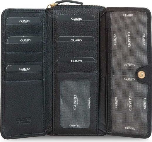 Guard Matte Black Leather Women's Wallet  - Image 3