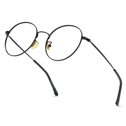 Cyxus Retro Round Metal Blue Light Blocking GlassesWireframe Computer Eyewear with Adjustable Nose Pads for Office Professionals Gaming Reading Black - Image 3