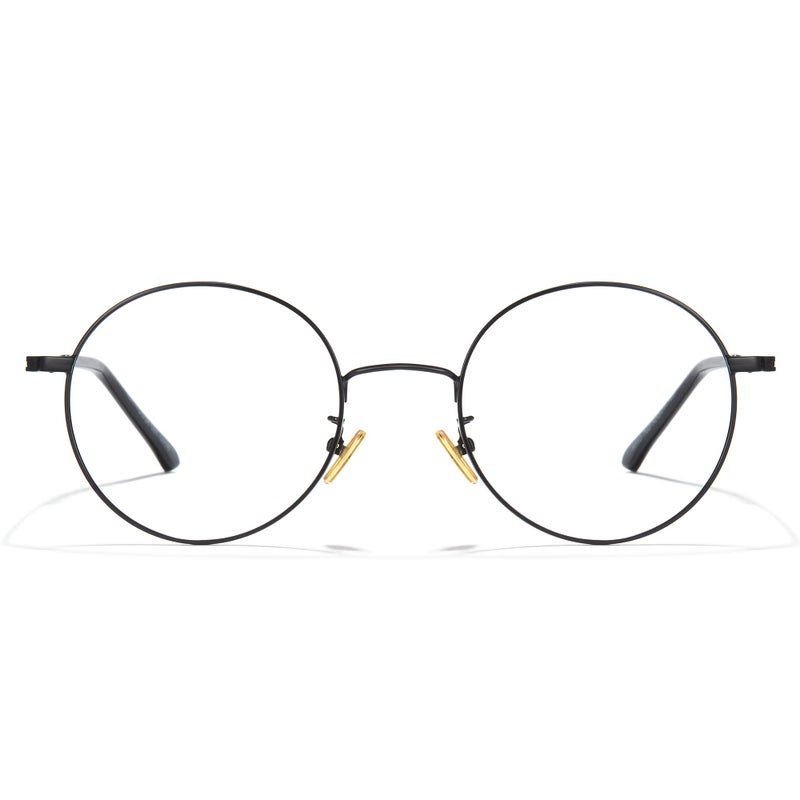 Cyxus Retro Round Metal Blue Light Blocking GlassesWireframe Computer Eyewear with Adjustable Nose Pads for Office Professionals Gaming Reading Black - Image 2