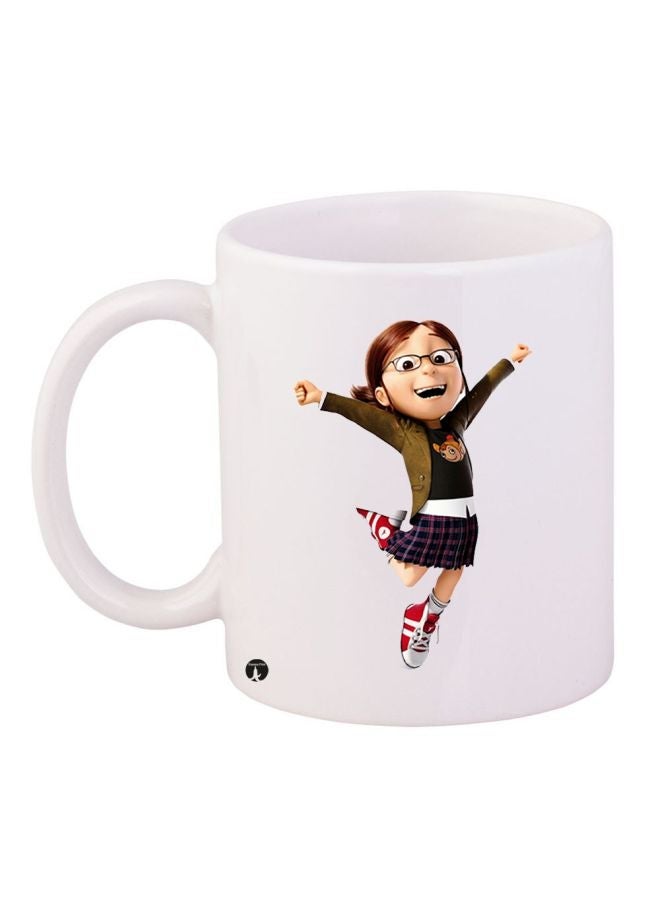 RYN Cartoon Printed Coffee Mug White/Beige/Brown 11ounce