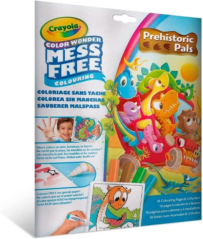كرايولا مجموعة تلوين الديناصورات، خالية من الفوضى، 18 صفحة، 5 أقلام تحديد، قابلة للطي، للأعمار من 3 سنوات فما فوق - Image 3