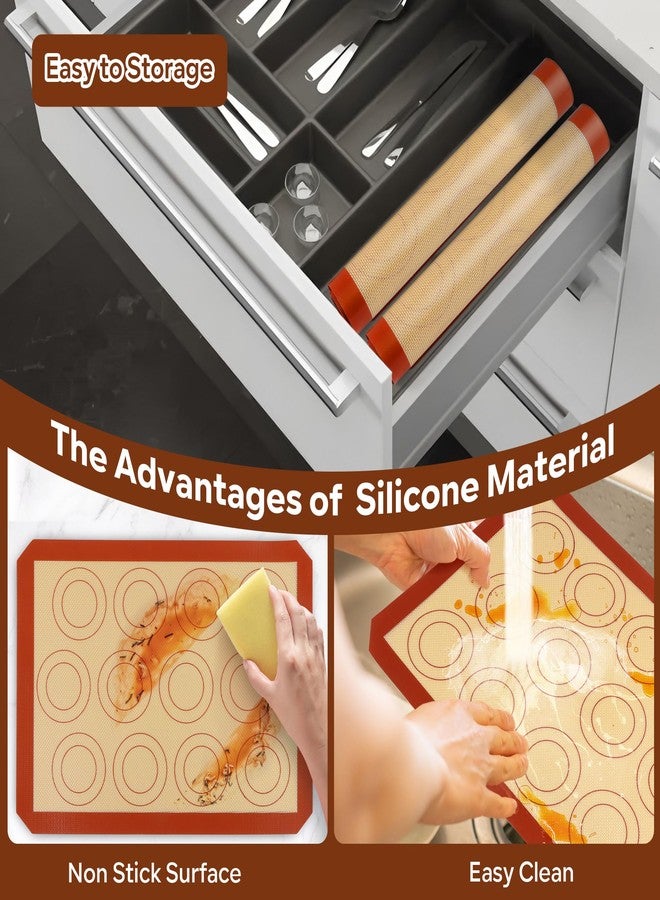 P&P CHEF 15 Inch Silicone Baking Mats, 2 Pcs Reusable Silicone Oven Mat, Non Stick Baking Supplies for Macaroon Pastry Bread Dough Cookie, Fits Well with Sheet Pan, Healthy & Easy Clean - Image 5