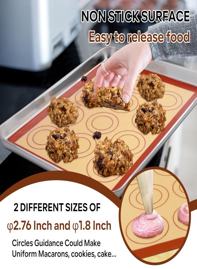 P&P CHEF 15 Inch Silicone Baking Mats, 2 Pcs Reusable Silicone Oven Mat, Non Stick Baking Supplies for Macaroon Pastry Bread Dough Cookie, Fits Well with Sheet Pan, Healthy & Easy Clean - Image 4