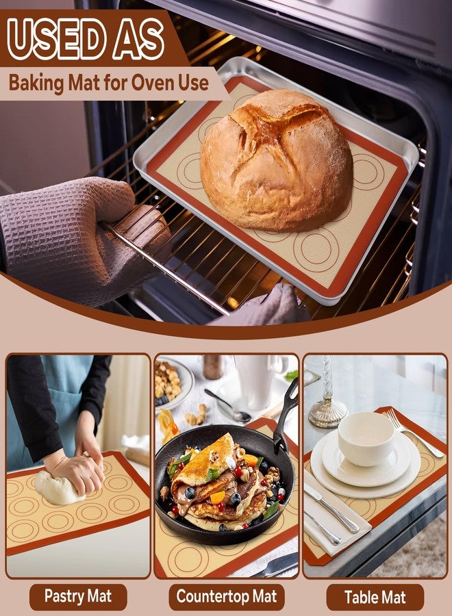 P&P CHEF 15 Inch Silicone Baking Mats, 2 Pcs Reusable Silicone Oven Mat, Non Stick Baking Supplies for Macaroon Pastry Bread Dough Cookie, Fits Well with Sheet Pan, Healthy & Easy Clean - Image 3
