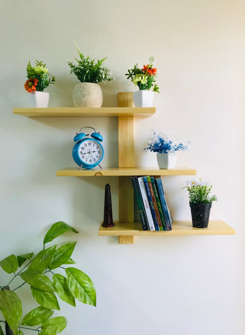 3 decorative shelves made of high-quality natural musky wood, insulated with more than one layer of service and transparent paint to preserve the quality, beauty and color of the natural wood.  - Image 1