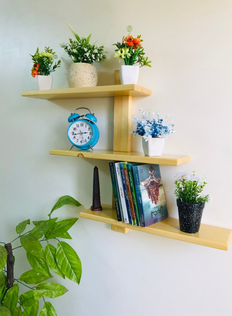 3 decorative shelves made of high-quality natural musky wood, insulated with more than one layer of service and transparent paint to preserve the quality, beauty and color of the natural wood.  - Image 2