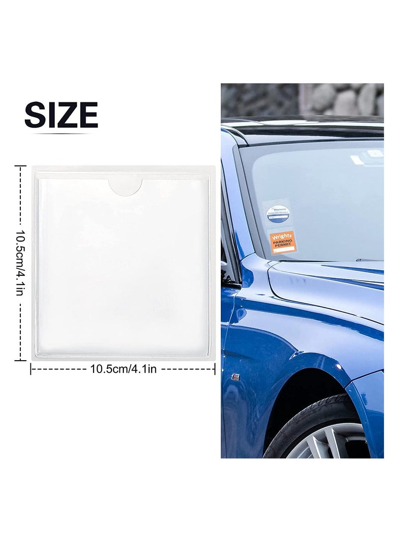 SOLARAE 20 قطعة حامل بطاقة ضريبة السيارة، حامل تصريح مربع حامل بطاقة الزجاج الأمامي ذاتي اللصق حامل تصريح وقوف السيارات حامل قرص السيارة الزجاج الأمامي للتصاريح والشارات والتذاكر والصور وبطاقات العمل (4.13*4.13 بوصة) - Image 5
