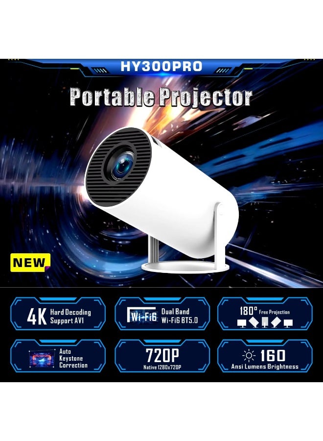 جهاز عرض ذكي HY300 بدقة 4K، تقنية LCD، يدعم Wi-Fi 6، منافذ HDMI وUSB، سطوع 280 لومن ANSI، إمكانية الدوران بزاوية 180 درجة. - Image 2