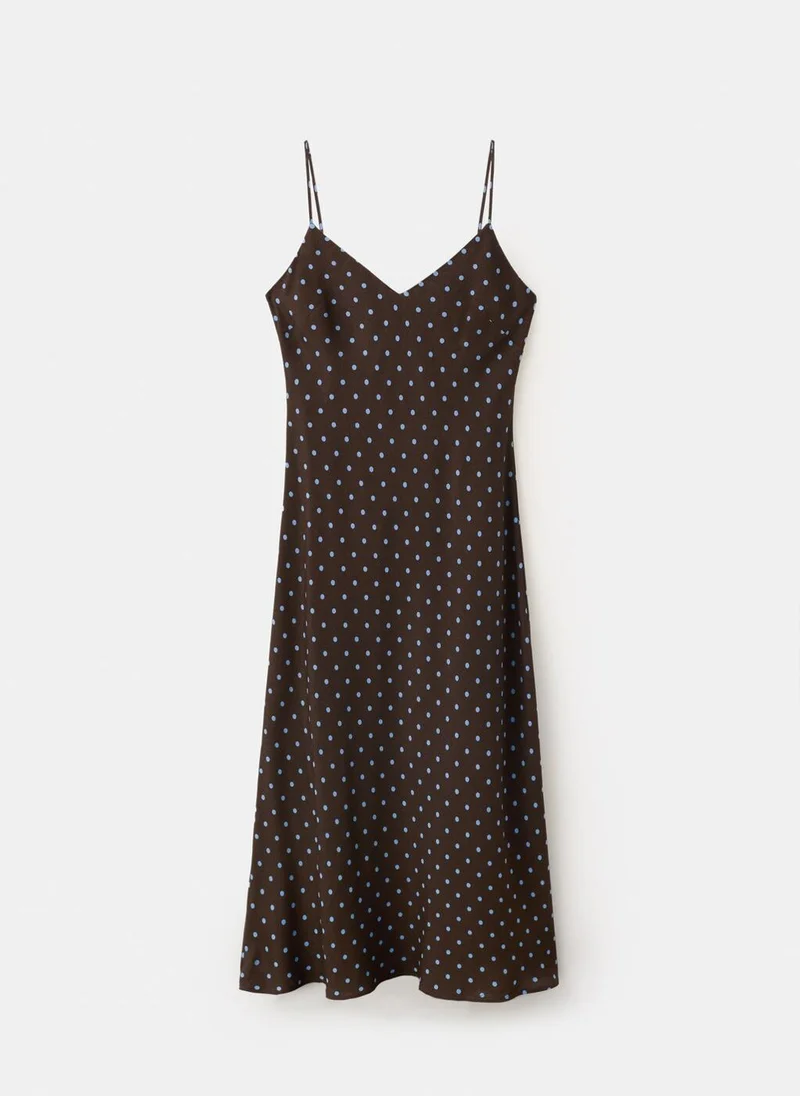 Mango dark brown V-Neck Print Dress for Women | Best Price UAE