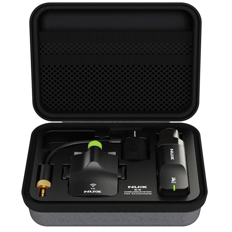 NUX B-6 Saxophone Wireless System with Charging Case,Operation Range of 20 Meters,High-Resolution 24- bit/44.1kHz Audio,2.4GHz Wireless Saxophone Microphone - Image 1