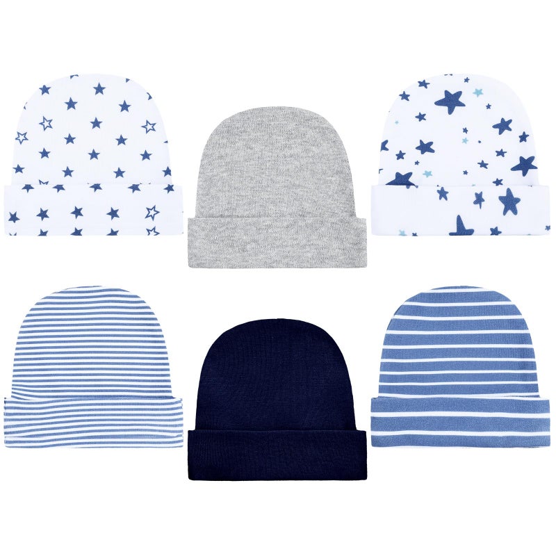 Newcotte 6 Pcs Preemie Baby Hats Cotton Preemie Caps Warm Newborn Beanie Premature Hat for Nicu Premature Boy GirlFashion ColorStriped and Star Style