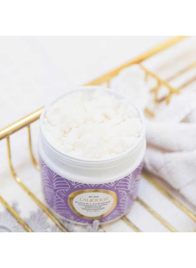 LALICIOUS Sugar Lavender Extraordinary Whipped Sugar Scrub - Cane Sugar Body Scrub with Coconut Oil & Honey, No Parabens (2 Ounces) - Image 3