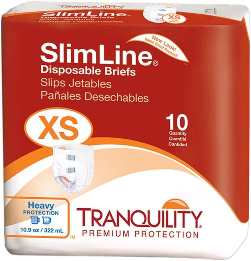 Tranquility Slimline Original Adult Disposable Brief Adult XSmall Incontinence Care with a Slimmer Fit Peach Mat Core Kufguard Technology for Max Comfort LatexFree 109oz Capacity 10ct Bag - Image 2