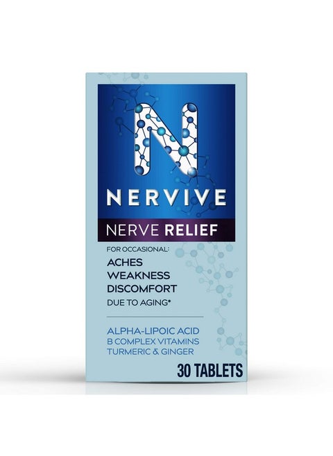 Nerve Relief With Alpha Lipoic Acid To Help Reduce Nerve Aches Weakness & Discomfort In Fingers Hands Toes & Feet*† Ala Vitamins B12 B6 & B1 Turmeric Ginger 30 Daily Tablets