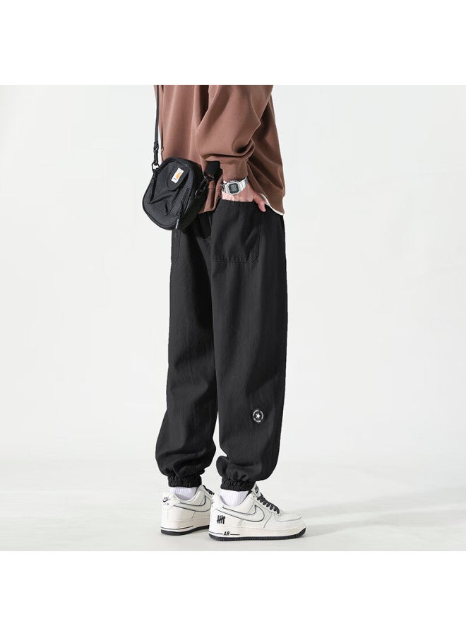 Dingfengbaoluo Men's Casual Pants Spring Cotton Loose Simple Versatile Jogger Trousers Ssk92 Black 4XL - Image 4