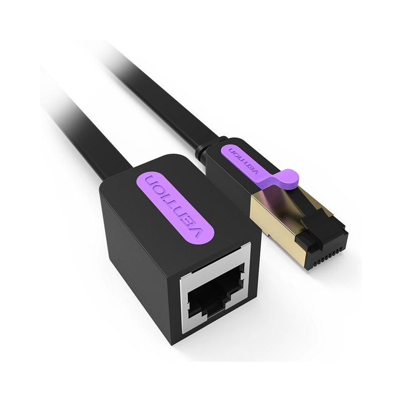 فينشن كابل تمديد شبكات مسطح CAT 7 بسرعة 10 جيجابت أسود/ذهبي - Image 4