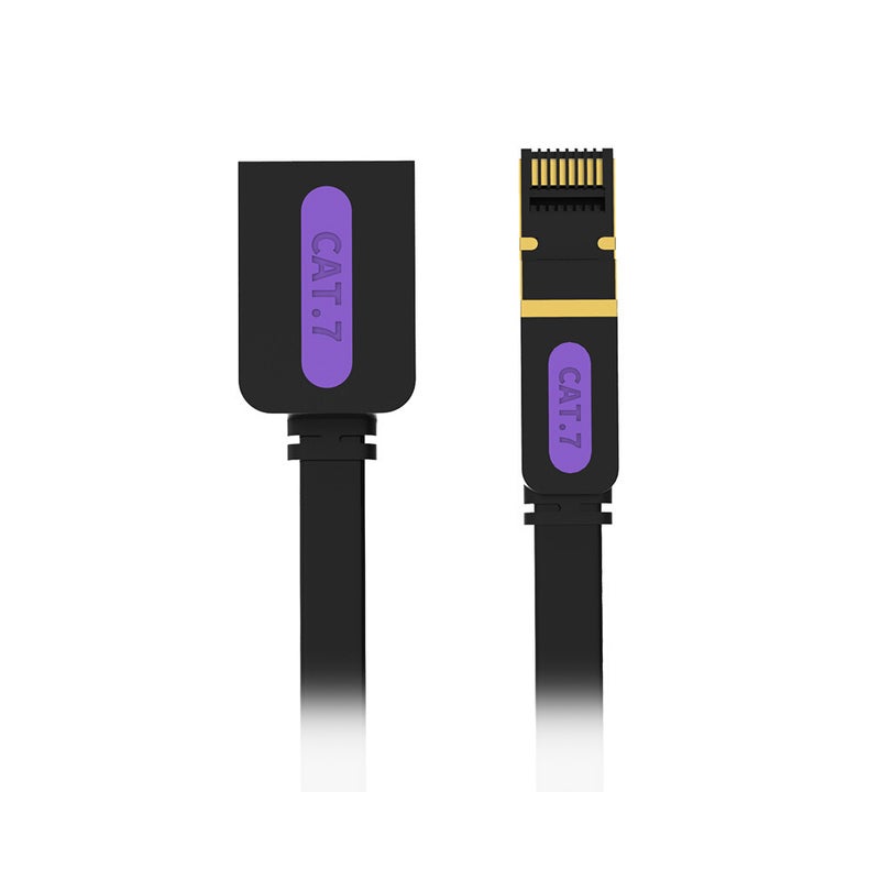 فينشن كابل تمديد شبكات مسطح CAT 7 بسرعة 10 جيجابت أسود/ذهبي - Image 3