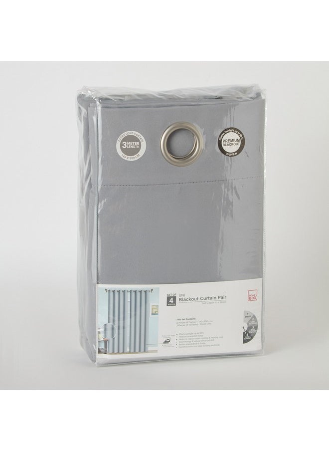 Home Box Uni 4-Piece Blackout Curtain Set 140 x 300 cm  - Image 4