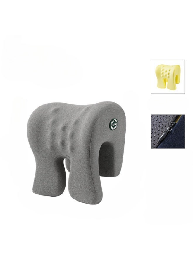 Memory Foam Office Nap Pillow with Neck Support, Soft Unlined Desk Headrest for Adults & Students, Ergonomic Chair Sleeping Device for Travel & Lunch Break Rest, Grey - Image 1