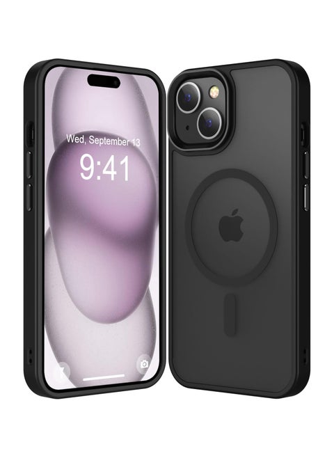 Magnetic Case For iPhone 15 Case Compatible with MagSafe Military Grade Protection Shockproof Translucent Matte Case Anti Scratch Shockproof Phone Case (Black)