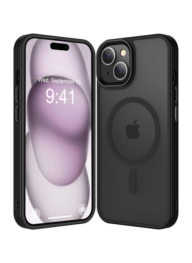 Generic - Magnetic Case For iPhone 15 Case Compatible with MagSafe Military Grade Protection Shockproof Translucent Matte Case Anti Scratch Shockproof Phone Case (Black) - Image 1