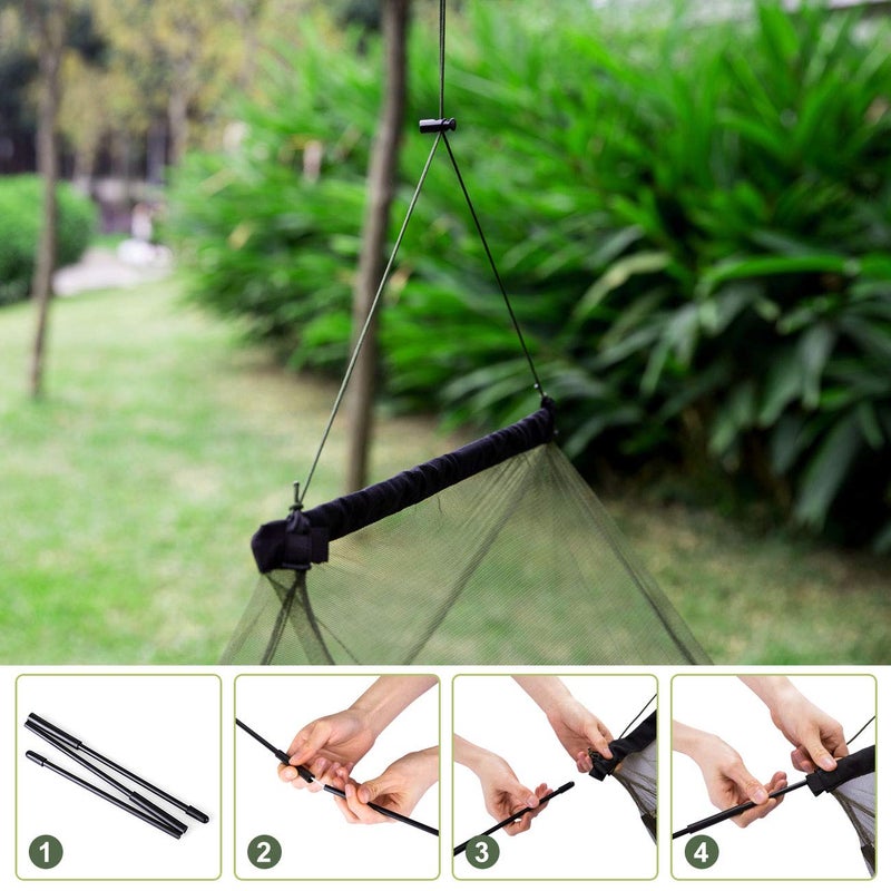 GWHOLE Mosquito Net for Camping with Carry Bag, Portable Outdoor Mosquito Net with Tent Pegs for Single Cot Camping Patio Outdoor - Image 2