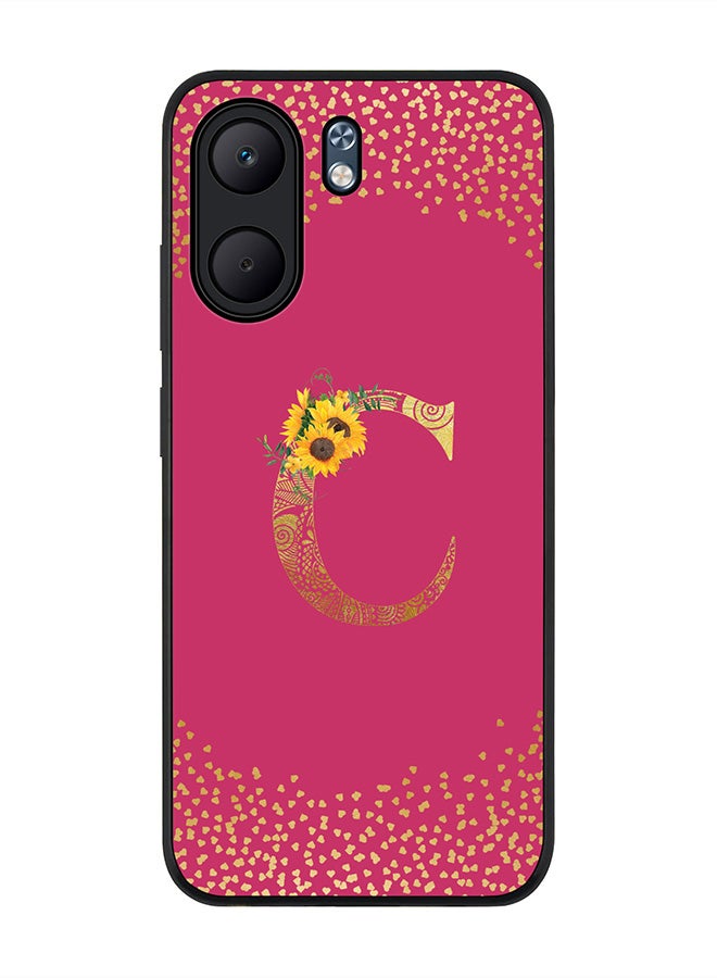 Stylizedd For Oppo A5x 5G / A5x 4G Case,Slim fit Camera Protection, Shockproof Thin Phone cover  - Custom Floral Monogram - C ( Deep Pink )