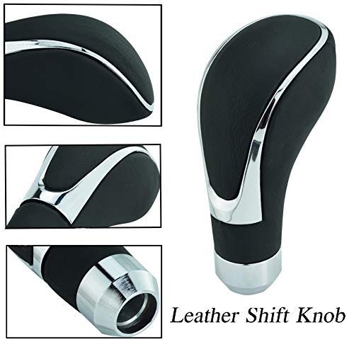 Abfer Leather Shift Knob Cool Car Gear Stick Shifter Lever Handle Head Replacement Fit for Most Automatic Manual Transmission Vehicle, Black - Image 4