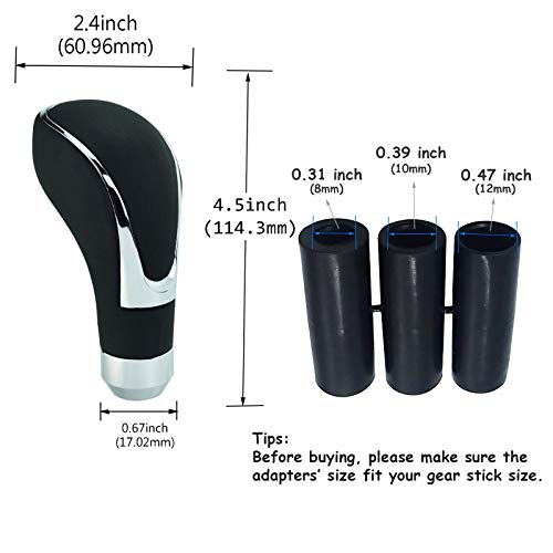 Abfer Leather Shift Knob Cool Car Gear Stick Shifter Lever Handle Head Replacement Fit for Most Automatic Manual Transmission Vehicle, Black - Image 2