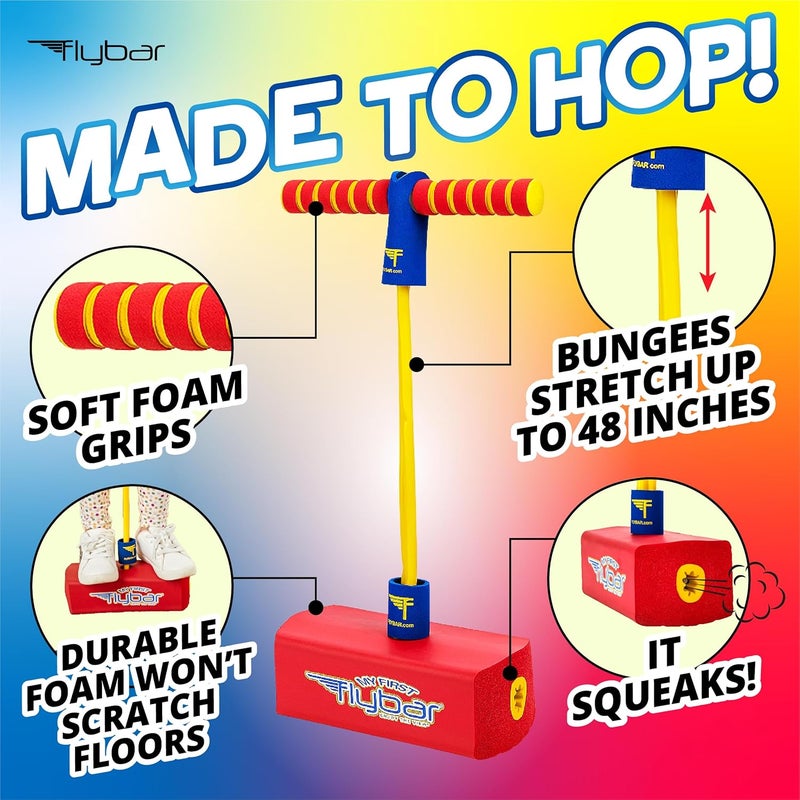 Flybar My First Foam Pogo Jumper for Kids Fun and Safe Pogo Stick for Toddlers, Durable Foam and Bungee Jumper for Ages 3 and up, Supports up to 250lbs - Image 1