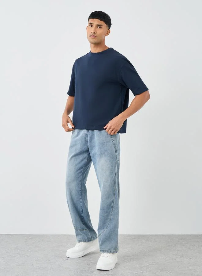 Styli Slogan Print Oversized Crew Neck T-Shirt