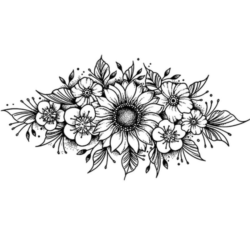 INKARTLINK Tattoo Tech, 2 Sheets Extra-Large Semi Permanent Tattoo, Adult Art Design Temporary Tattoos, Lasts 1-2 Weeks, Waterproof, Realistic Look, No Adhesive, No Reflection (Flower Design) - Image 3