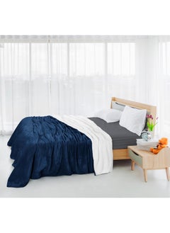Utopia Bedding Utopia Bedding Sherpa Bed Blanket Queen Size Navy 480GSM Plush Blanket Fleece Reversible Blanket for Bed and Couch (90x90 Inches)  - Image 5