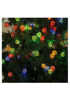 BLUE CORAL 30 LED Moroccan Hollow Metal Ball String Solar Light Operated for Wall Home Hanging Bedroom Tree Birthday Party Decoration Items, RGB  - Image 3