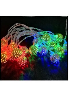BLUE CORAL 30 LED Moroccan Hollow Metal Ball String Solar Light Operated for Wall Home Hanging Bedroom Tree Birthday Party Decoration Items, RGB  - Image 4