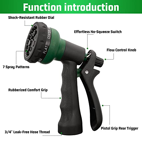 NEXCOVER Garden Hose Nozzle Sprayer - 7 Adjustable Watering Patterns Nozzle for Water Hose, Non-Slip Garden Spray Nozzle Hose Attachment for Car Washing, Watering Plants, Pets Showering,Lawns Cleaning - Image 2