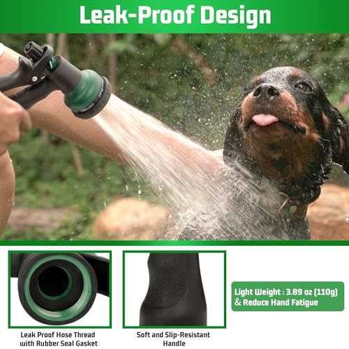 NEXCOVER Garden Hose Nozzle Sprayer - 7 Adjustable Watering Patterns Nozzle for Water Hose, Non-Slip Garden Spray Nozzle Hose Attachment for Car Washing, Watering Plants, Pets Showering,Lawns Cleaning - Image 4