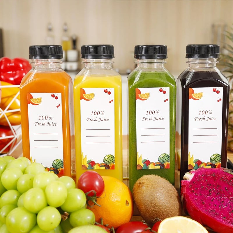 OBKJJ 40 pcs 16oz Pcs Juice Bottles, Juice Bottle with Caps Reusable Empty Clear Bottles with Label, Funnel, Brush Bulk Beverage Containers for Juicing, Drinking, Smoothie and Other Beverages (16-OZ) - Image 2