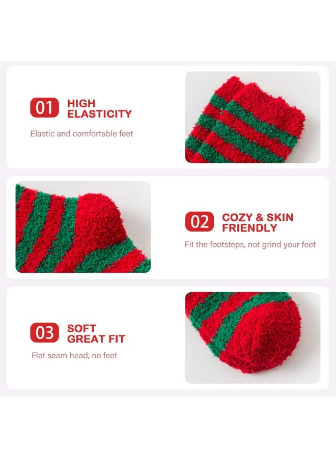 Chielor Christmas Fuzzy Socks, 6 Pairs Cozy Soft Fluffy Slipper Socks Sleeping Warm Winter Socks Stocking Stuffer Gift for Christmas Holiday, Birthday Gift, Family - Image 5