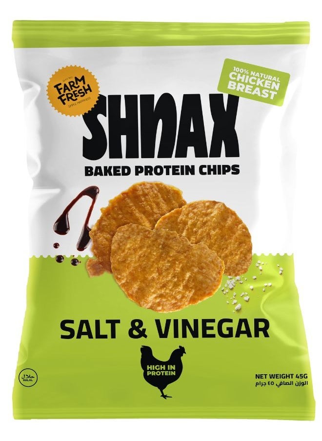 Shnax Baked Protein Chicken Chips Salt & Vinegar 45g (13g of Protein)  - Image 1