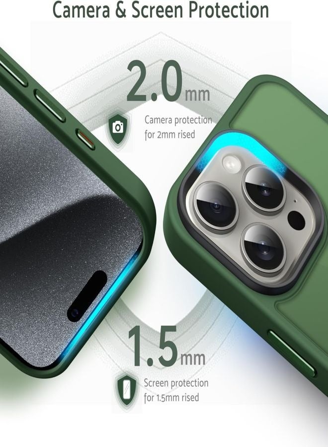 ثسؤشسث غطاء خلفي لهاتف آيفون 15 برو، غطاء خلفي مقاوم للصدمات بالكامل، غطاء خلفي غير لامع وشفاف، غطاء هاتف نحيف لهاتف أبل 15 برو (2023) (أخضر) - Image 5