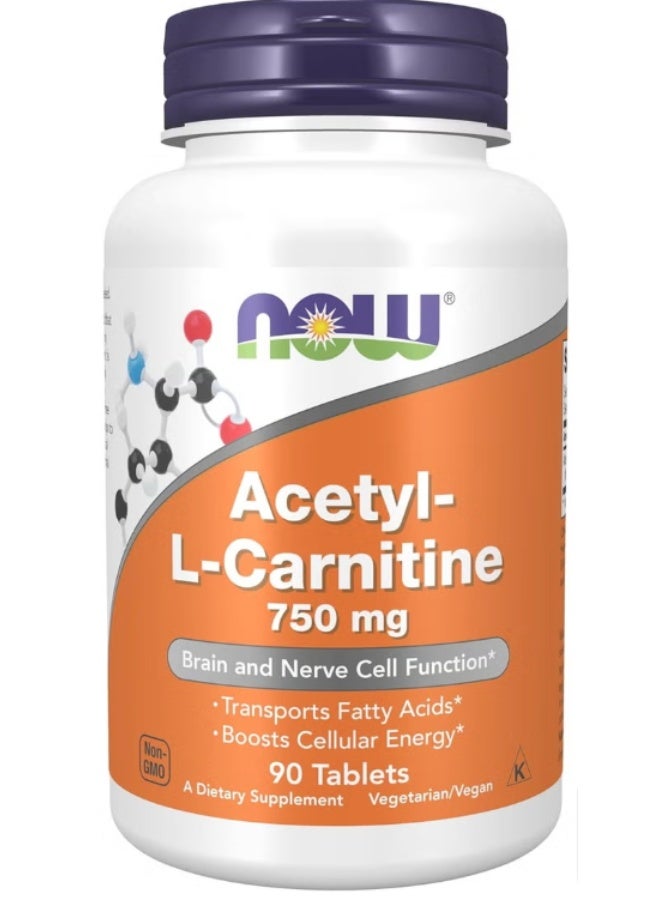 Foods, Acetyl-L Carnitine, 750 mg, 90 Tablets