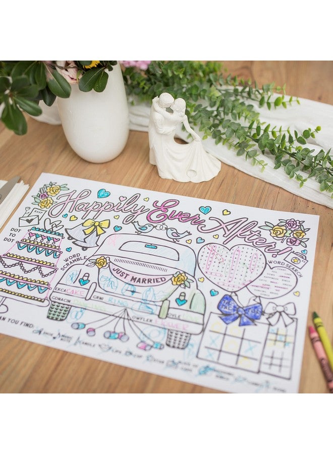 Tiny Expressions Wedding Activity Placemats For Kids (Pack Of 12 Wedding Placemats) ; Coloring Activity Paper Mats For Kids Table ; Disposable Bulk Bundle Set (12 Paper Placemats)  - Image 3