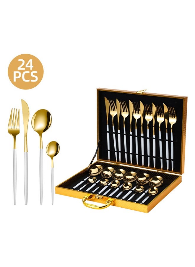 XIANGYU 24pcs Flatware Set Food-Grade Stainless Steel Tableware Cutlery Set Mirror Finished Utensil Sets for Home Restaurant  - Image 1