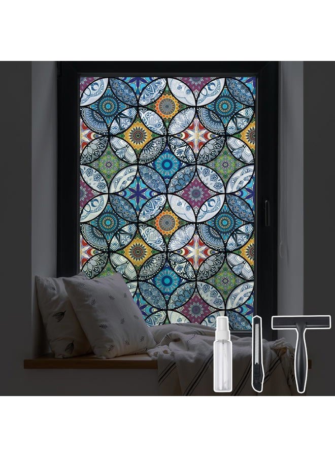 DKTIE Frosted Window Film Non-Adhesive Privacy Window Film Frosted Window Sticker Static Cling Door Film Self Static-Cling Decorative Window Cling for Home Office UV Protection 35.4In.by 78.7In. - Image 1