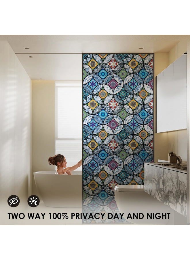 DKTIE Frosted Window Film Non-Adhesive Privacy Window Film Frosted Window Sticker Static Cling Door Film Self Static-Cling Decorative Window Cling for Home Office UV Protection 35.4In.by 78.7In. - Image 2