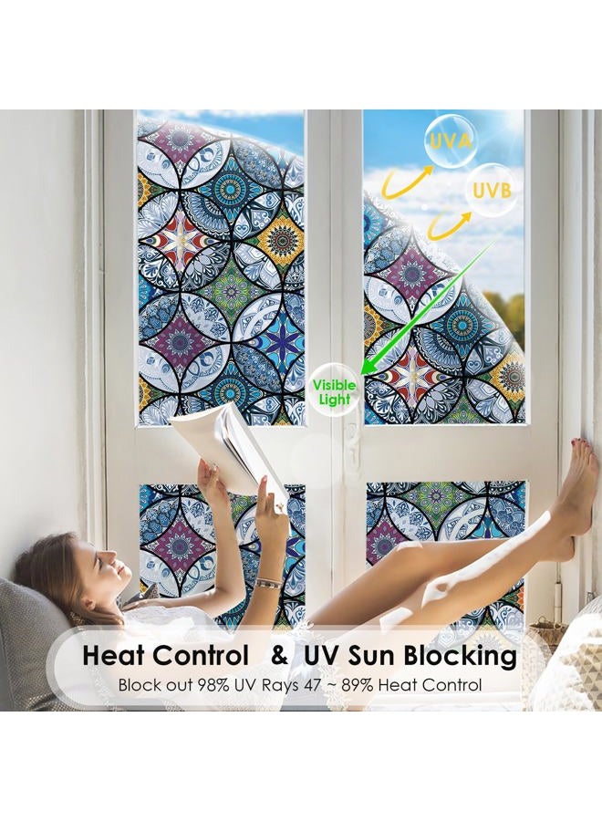 DKTIE Frosted Window Film Non-Adhesive Privacy Window Film Frosted Window Sticker Static Cling Door Film Self Static-Cling Decorative Window Cling for Home Office UV Protection 35.4In.by 78.7In. - Image 3