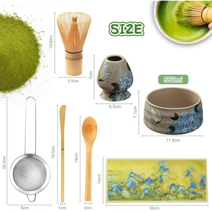 DMG TECH Matcha Whisk Set Matcha Set With Matcha Bowl Matcha Bamboo Whisk Scoop Whisk Holder Stainless Steel Tea Sifter Tea Making Kit Gift For Lover Friend Family - Image 3