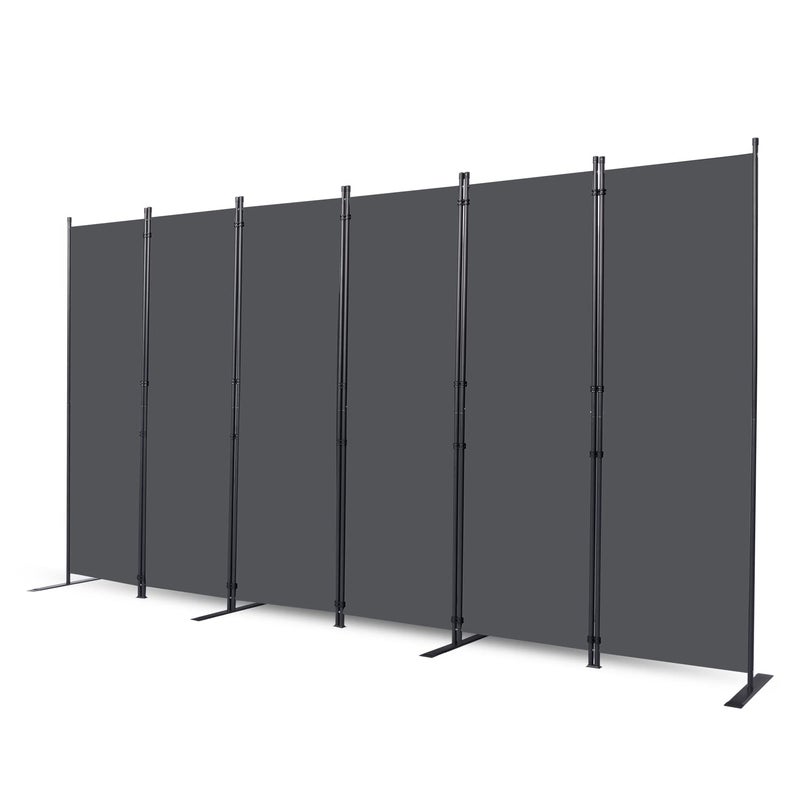 CHOSENM Room Divider 6 Panel Folding Privacy Screens with Wider Support Feet 6 Ft Portable Room Partition for Room Separator 132 W X 71 H Grey