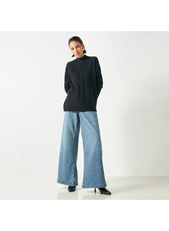 2Xtremz 2Xtremz Textured High Neck Sweater with Long Sleeves